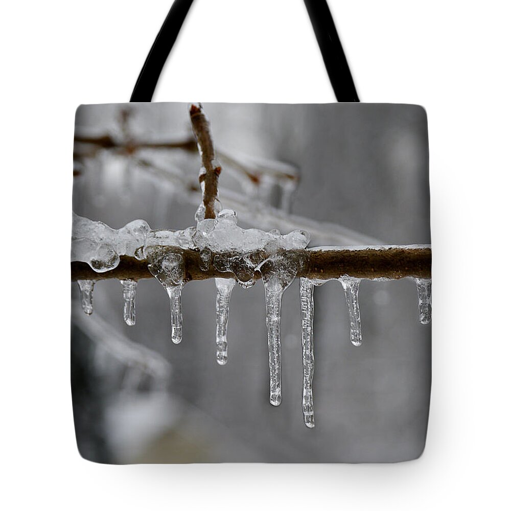 Winter Tote Bag featuring the photograph Winter - Ice Drops by Richard Reeve