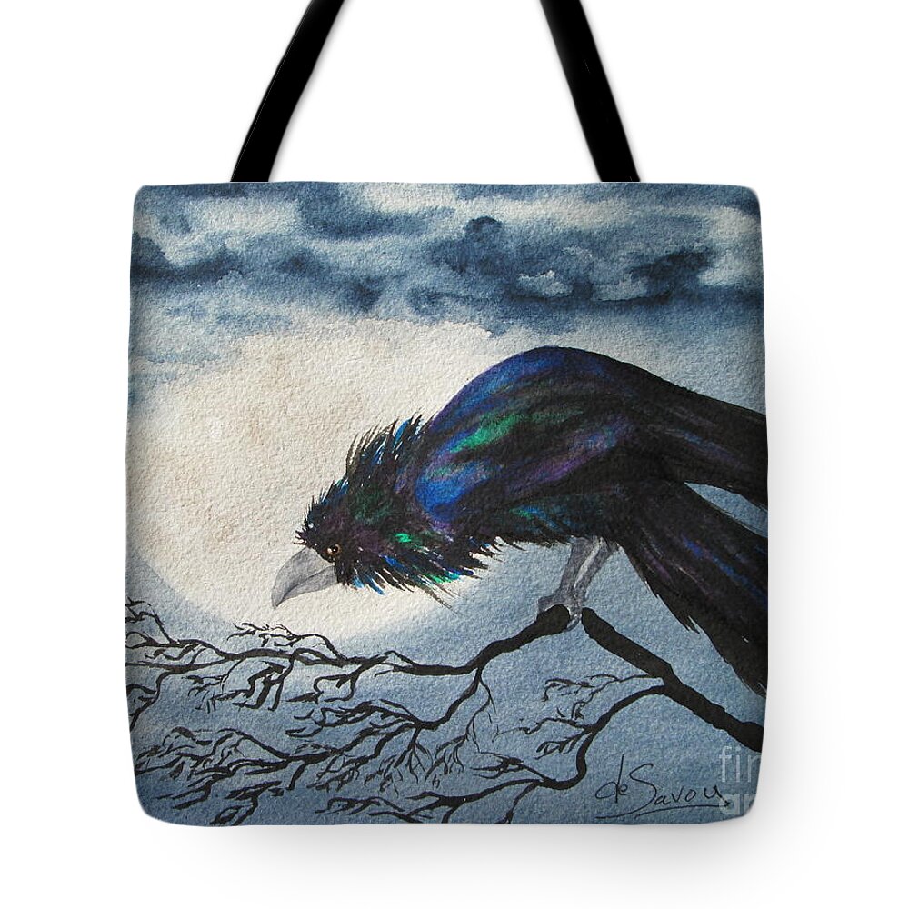 Raven Tote Bag featuring the painting Winter is Coming by Diane DeSavoy
