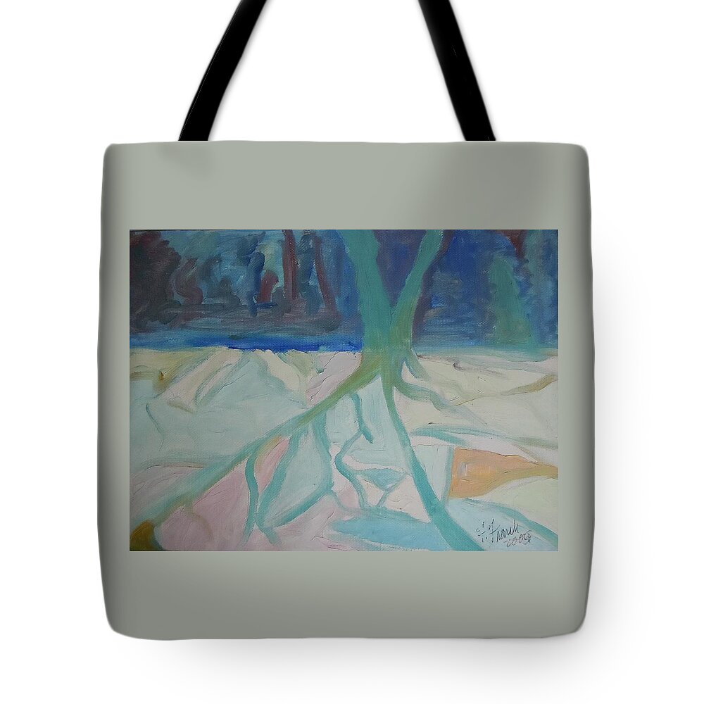 Landscape Tote Bag featuring the painting Winter Night Shadows by Francine Frank