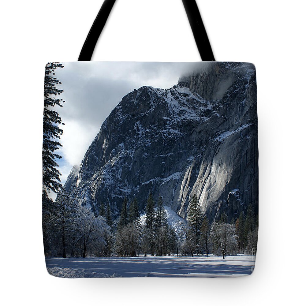 Yosemite Tote Bag featuring the photograph Winter on the valley floor by Christine Jepsen