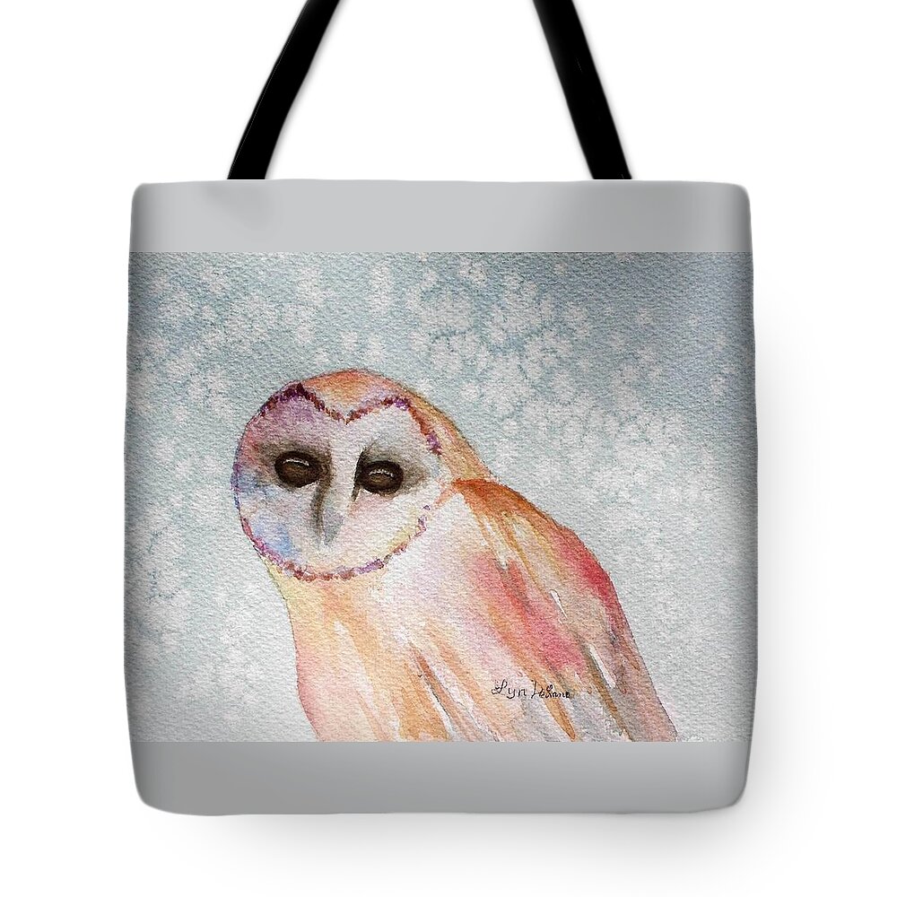 Owl Tote Bag featuring the painting Winter Owl by Lyn DeLano