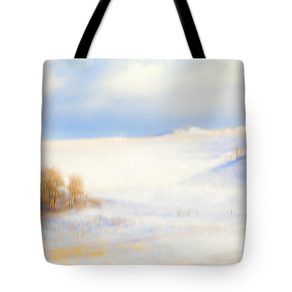 Winter Tote Bag featuring the photograph Winter Poplars by Theresa Tahara