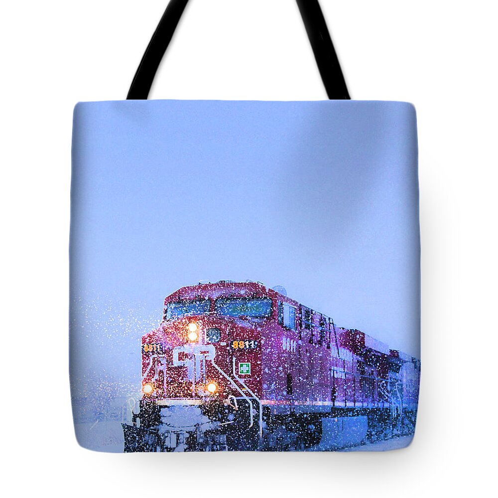 Train Tote Bag featuring the photograph Winter Train 8811 by Theresa Tahara