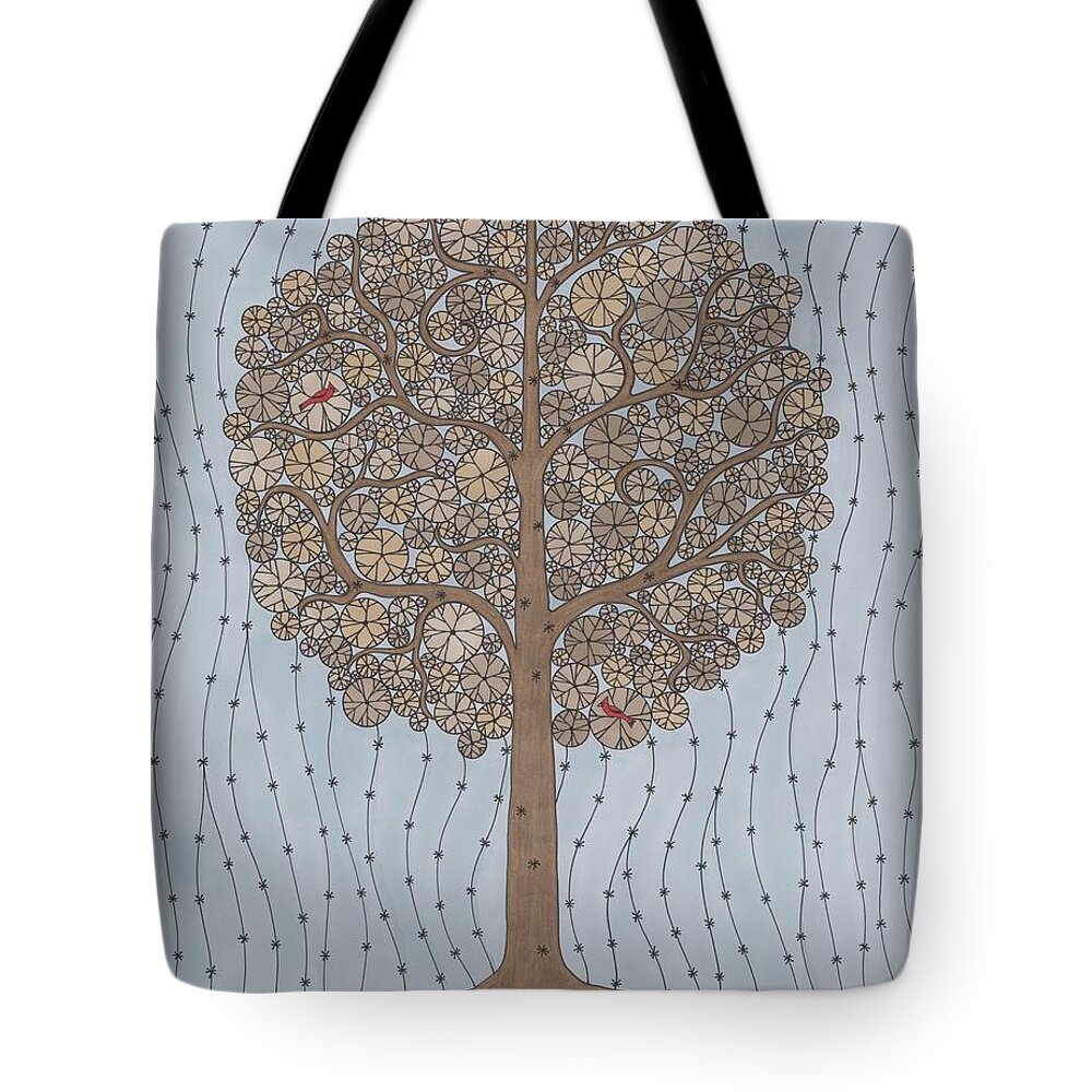 Winter Tote Bag featuring the drawing Winter Tree by Pamela Schiermeyer
