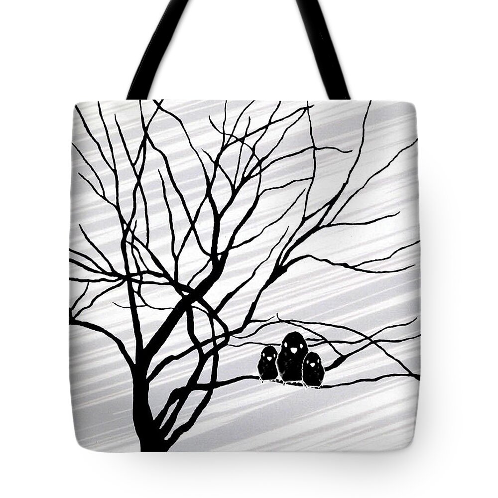 Winter Tree Tote Bag featuring the digital art Winter Tree White by Natasha Marco