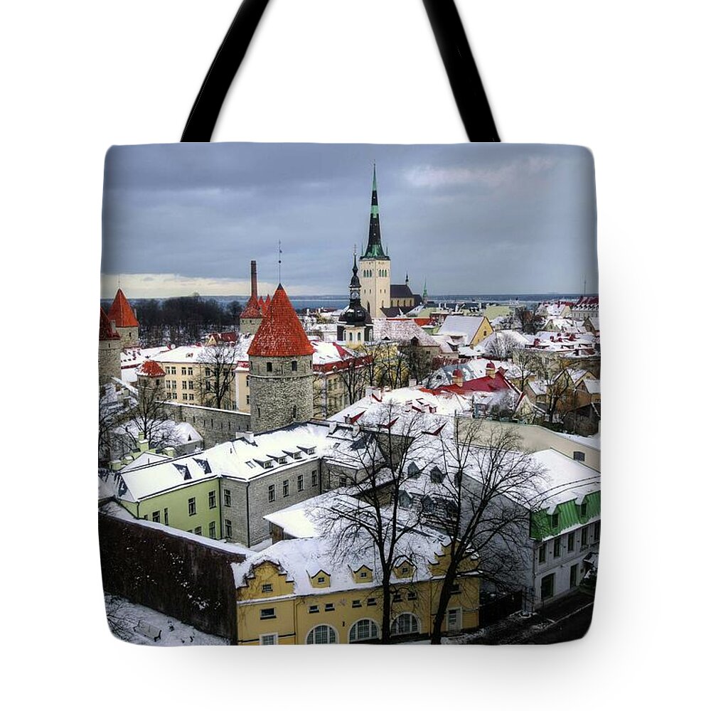 Snow Tote Bag featuring the photograph Winter View Of Tallinn, Estonia by Mariusz Kluzniak