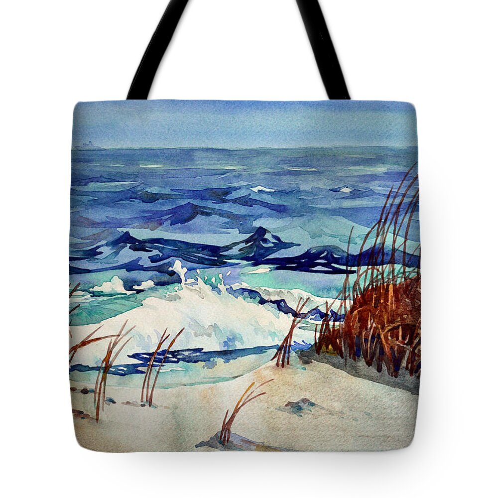 Water Tote Bag featuring the painting Winter Waves by Mick Williams