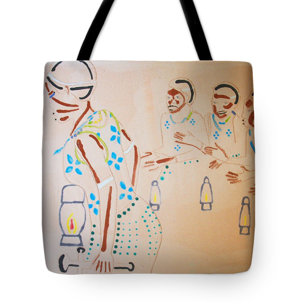 Jesus Tote Bag featuring the painting Wise Virgins by Gloria Ssali