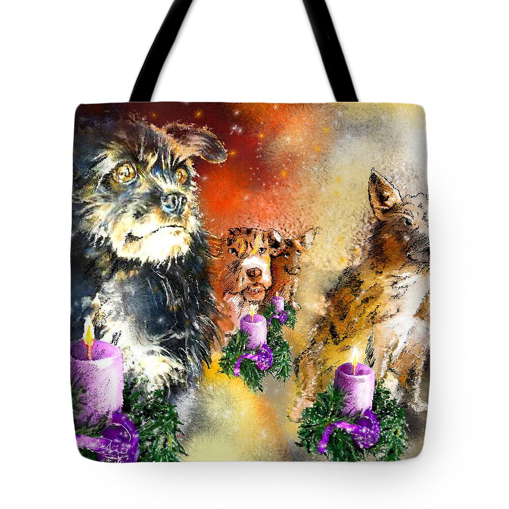 Advent Art Tote Bag featuring the painting Wishing You a Blessed Advent by Miki De Goodaboom