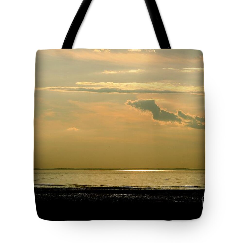 Sunset Tote Bag featuring the photograph Wispy sunset by Jim Gillen