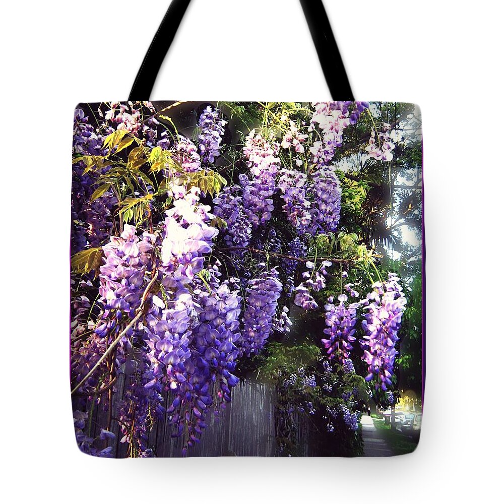 Wisteria Tote Bag featuring the photograph Wisteria dreaming by Leanne Seymour