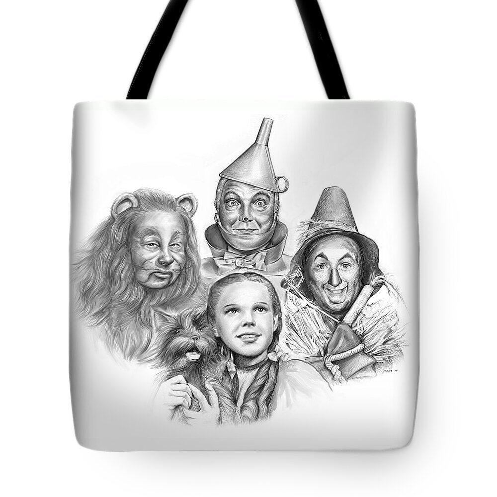 Wizard Of Oz Tote Bag featuring the drawing Wizard of Oz by Greg Joens