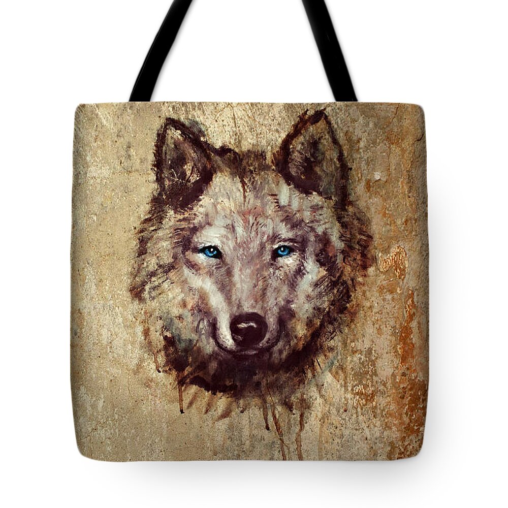 Wolf Tote Bag featuring the painting Wolf by Alma Yamazaki