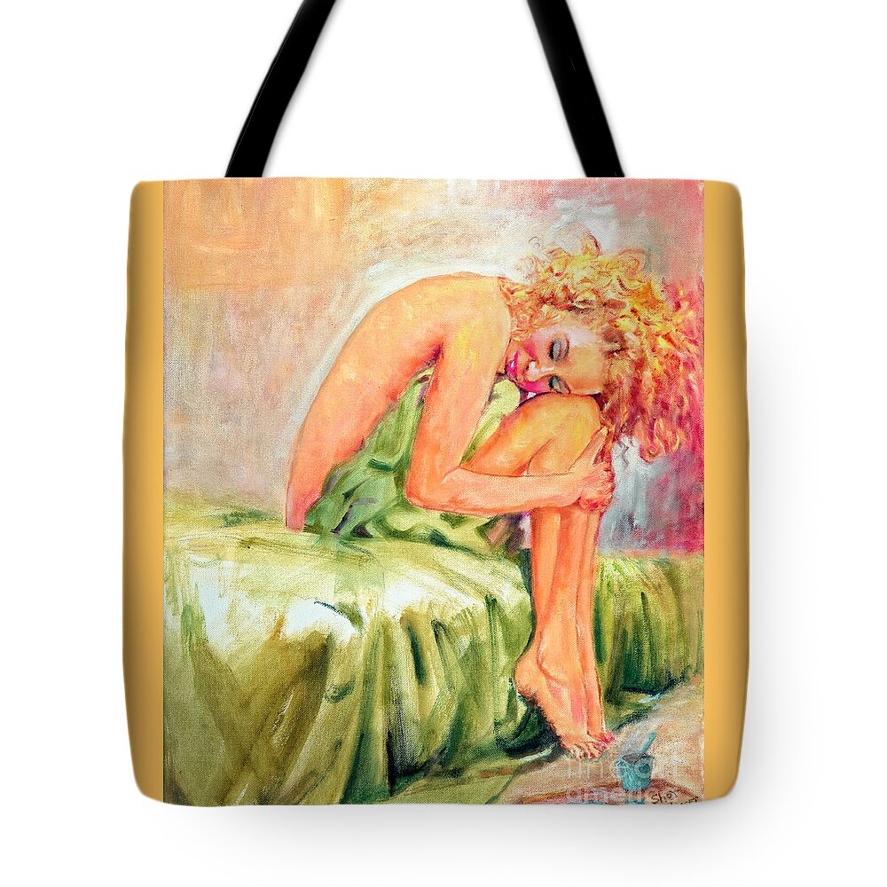 Sher Nasser Artist Tote Bag featuring the painting Woman In Blissful Ecstasy by Sher Nasser Artist