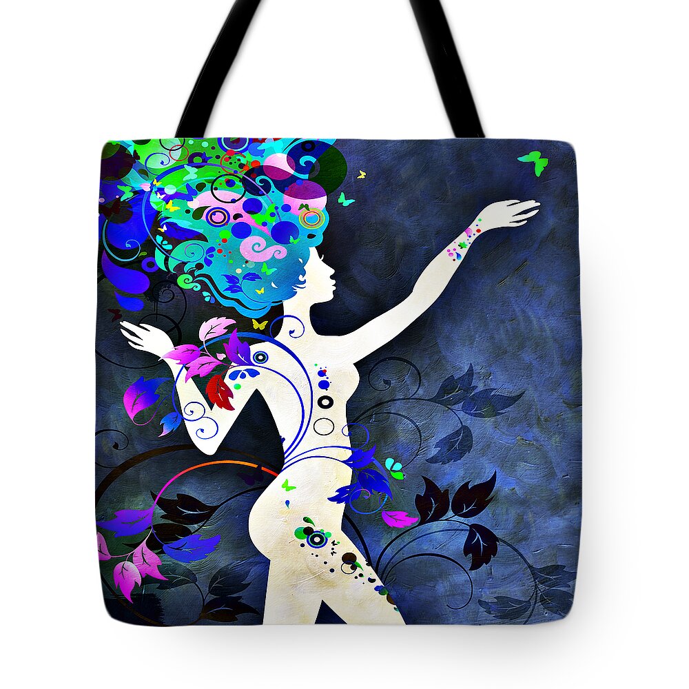 Amaze Tote Bag featuring the mixed media Wonderful Night by Angelina Tamez