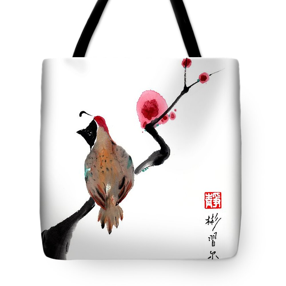 Chinese Brush Painting Tote Bag featuring the painting Wondrous Presence by Bill Searle