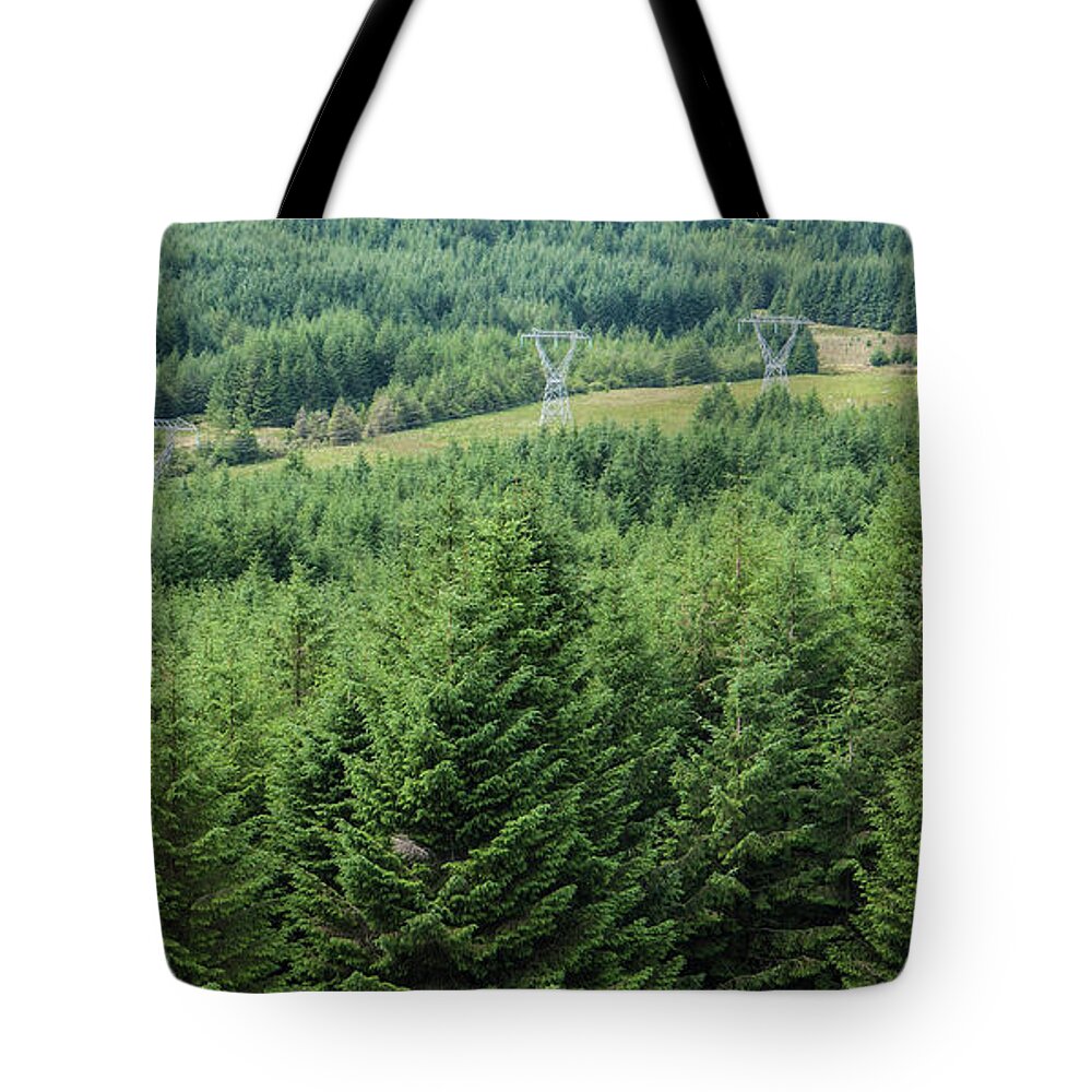 Scenics Tote Bag featuring the photograph Woodland And Technology by Leverstock