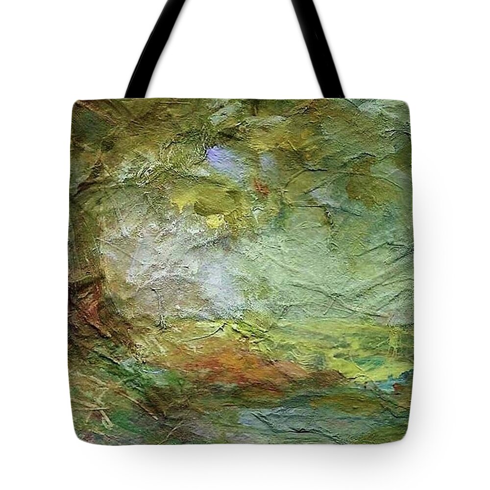 Textured Landscape Tote Bag featuring the painting Woodland Impressions by Mary Wolf