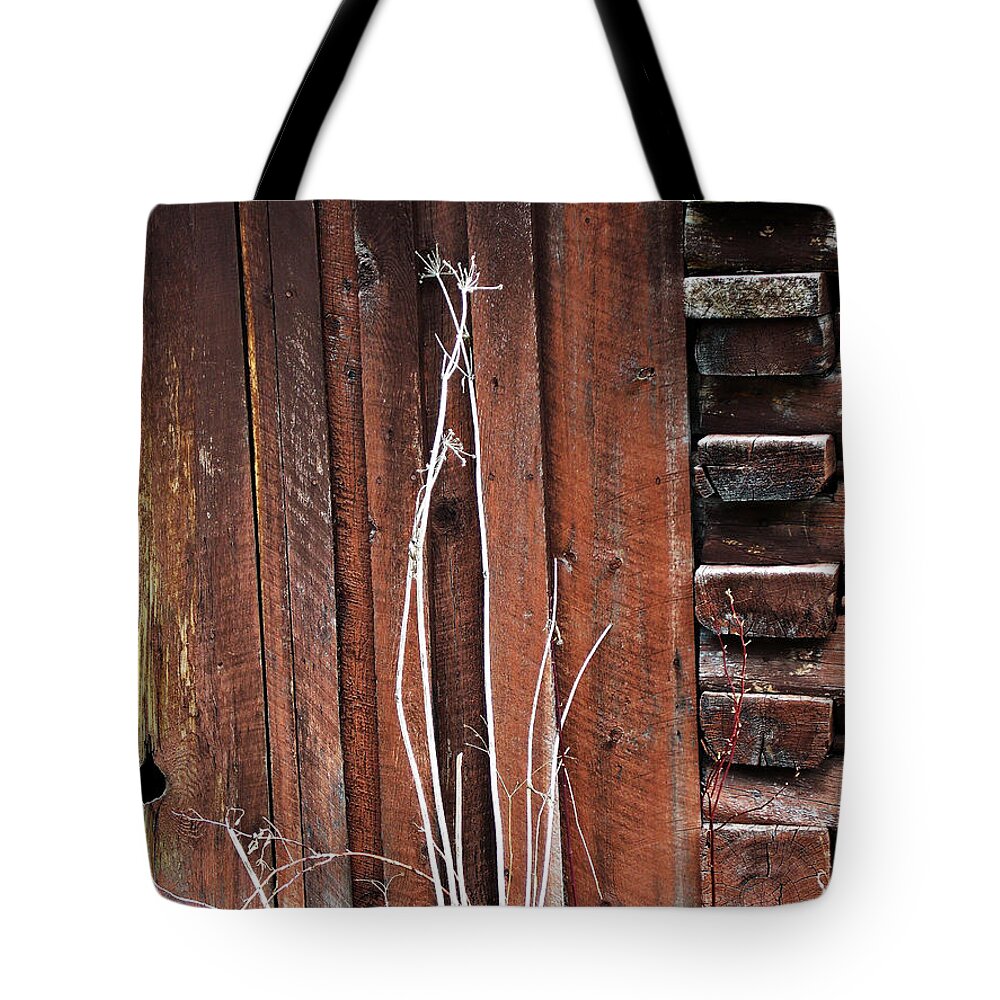 Old Building Tote Bag featuring the photograph WoodShed by Susan Kinney