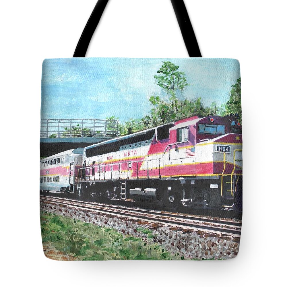 Mbta Tote Bag featuring the painting Worcester Bound T Train by Cliff Wilson