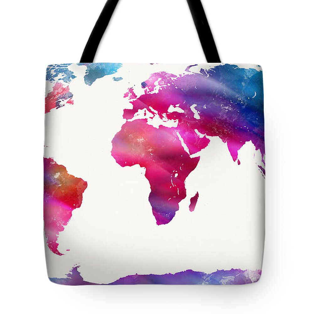 World Tote Bag featuring the painting World Map Light by Mike Maher