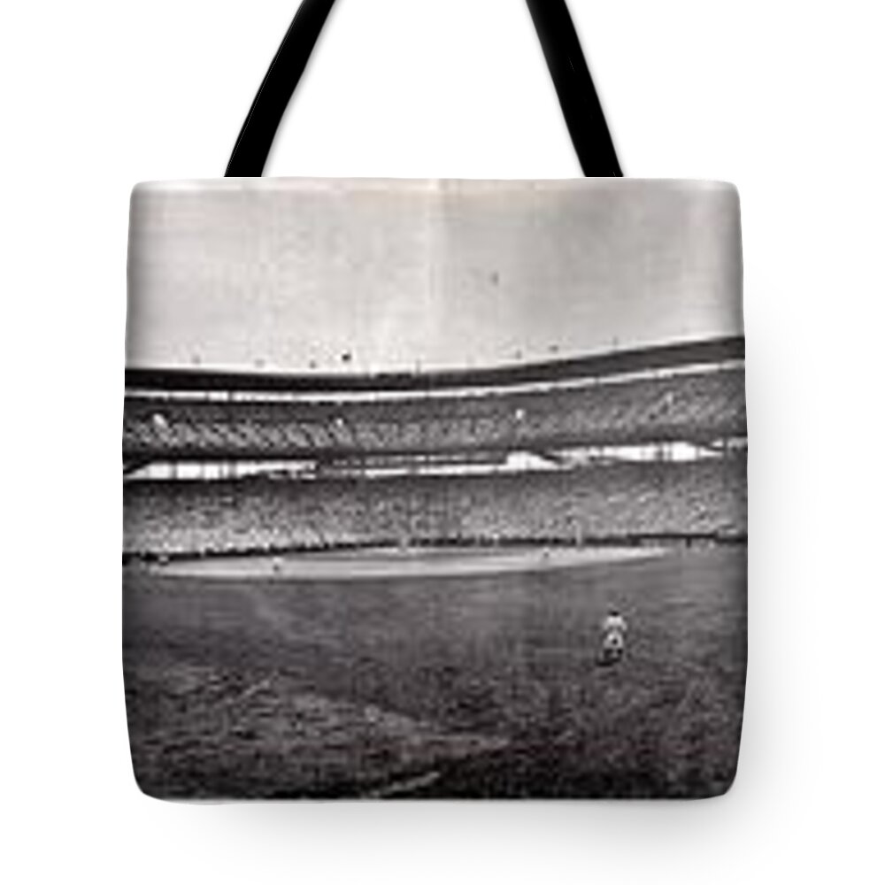 Chicago Tote Bag featuring the photograph Wrigley Field 1929 Panorama by Benjamin Yeager