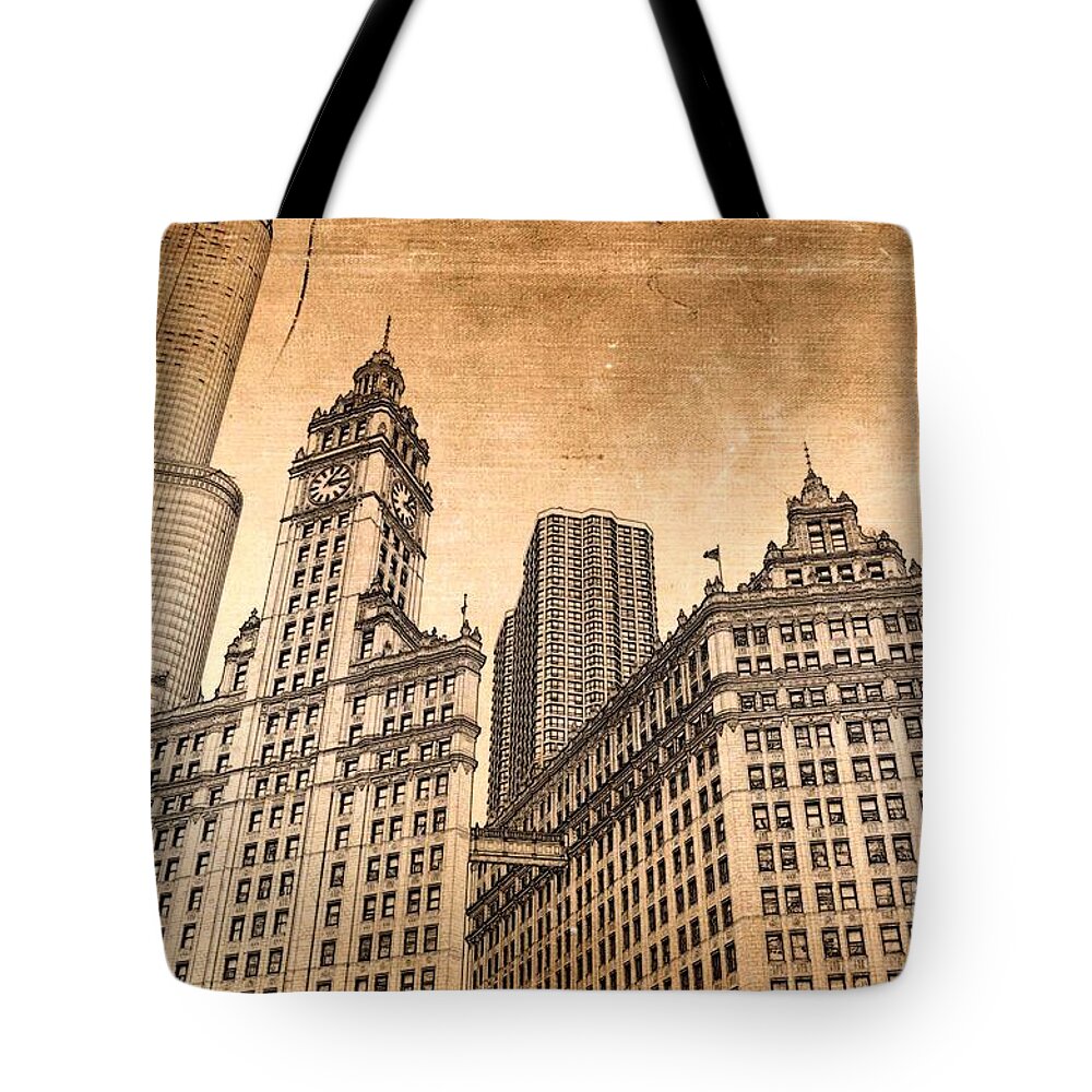 Wrigley Tower Tote Bag featuring the photograph Wrigley Tower Chicago by Dejan Jovanovic