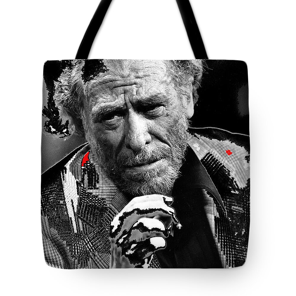 Writer Charles Bukowski On Tv Show Apostrophes September 1978-2013 Tote Bag featuring the photograph Writer Charles Bukowski On Tv Show Apostrophes September 1978-2013 by David Lee Guss