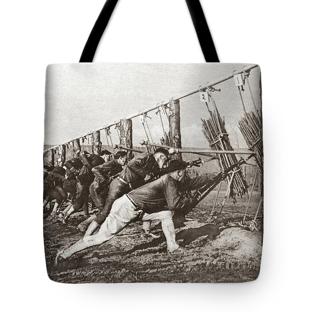 1917 Tote Bag featuring the photograph Wwi Bayonet Training by Granger