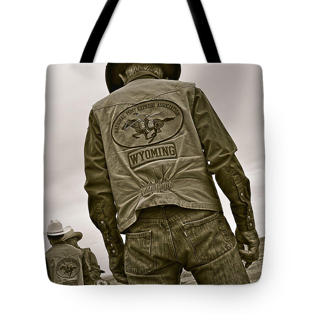 Western Tote Bag featuring the photograph Wyoming Pony Express by Amanda Smith