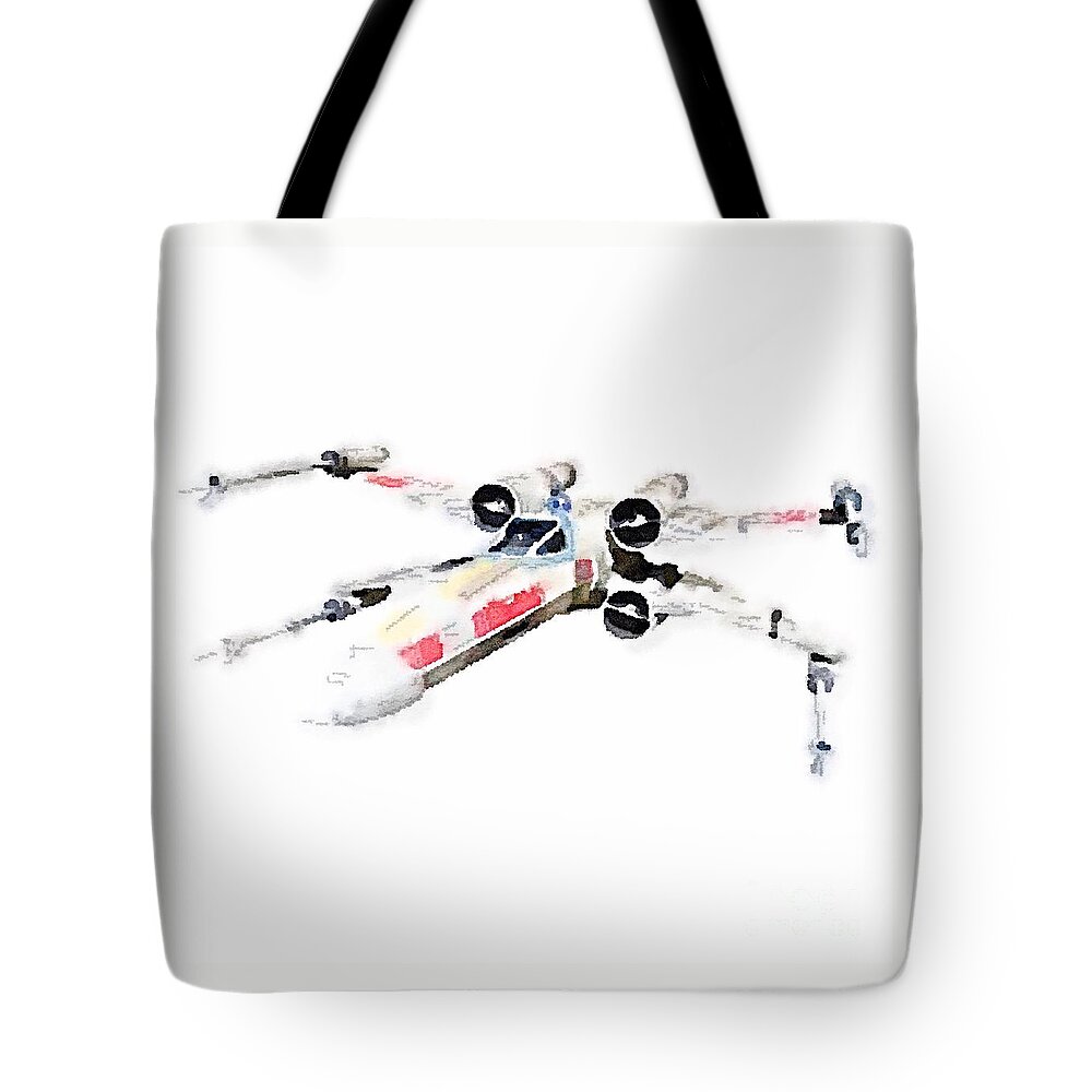 Aquarelle Tote Bag featuring the painting X-wing by HELGE Art Gallery