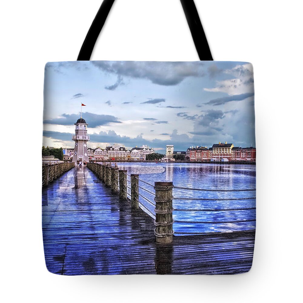 Lighthouse Tote Bag featuring the photograph Yacht and Beach Club Lighthouse by Thomas Woolworth