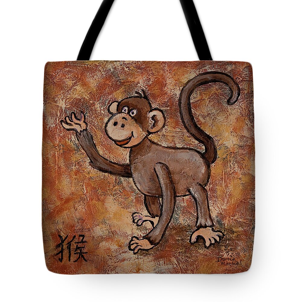 Animal Tote Bag featuring the painting Year Of The Monkey by Darice Machel McGuire
