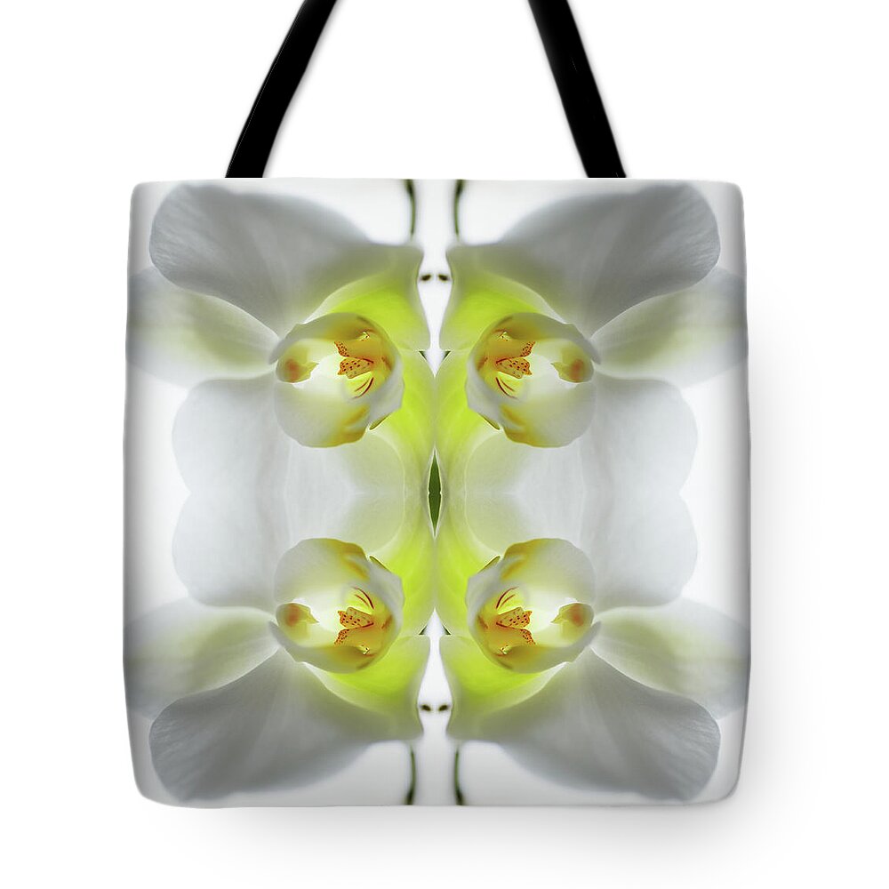 Tranquility Tote Bag featuring the photograph Yellow And White Orchid by Silvia Otte