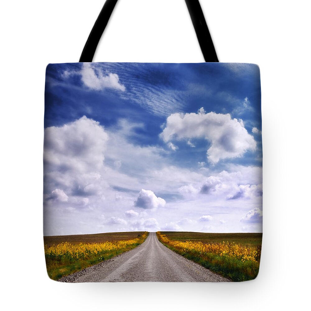 Sunflowers Tote Bag featuring the photograph Yellow Flower Road by Eric Benjamin