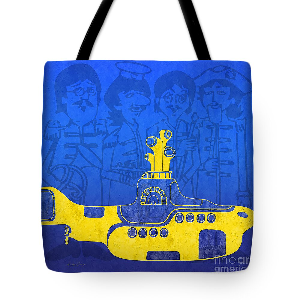 Andee Design Yellow Submarine Tote Bag featuring the digital art Yellow Submarine by Andee Design