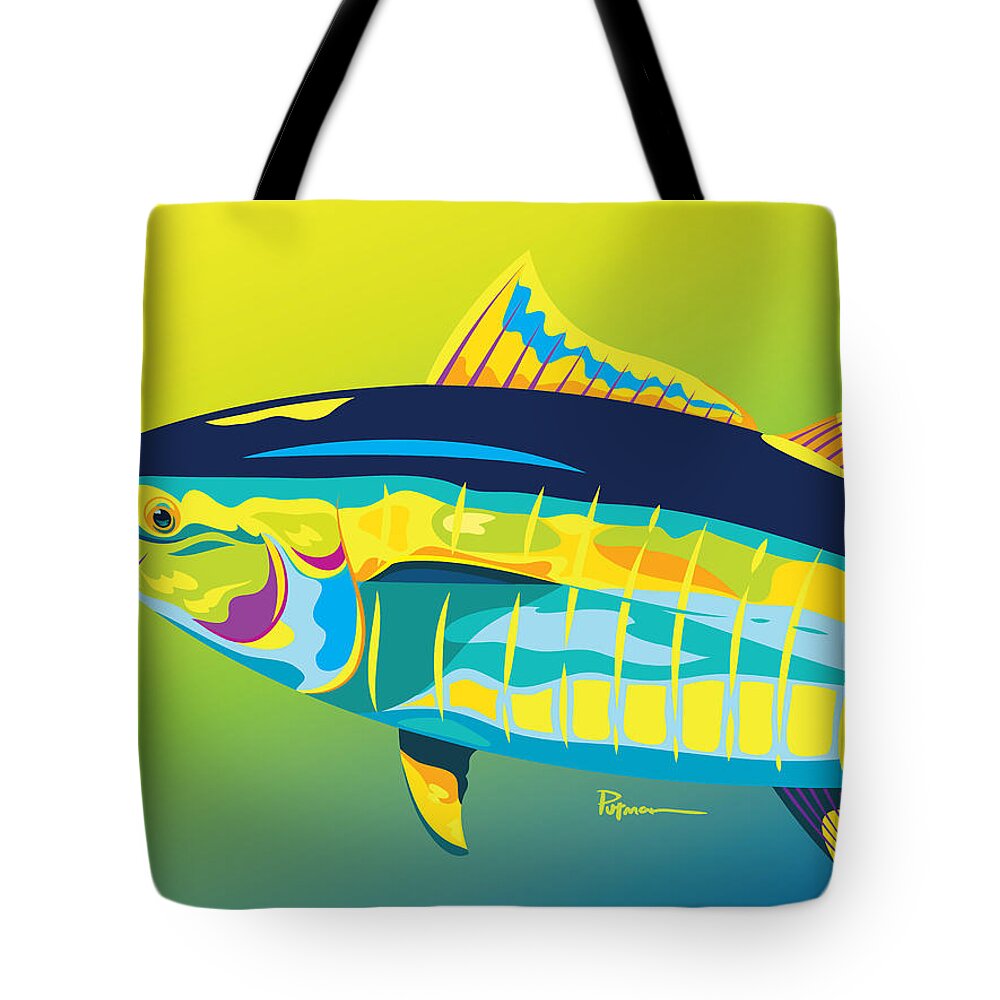 Yellowfin Tote Bag featuring the digital art Yellowfin Colors by Kevin Putman