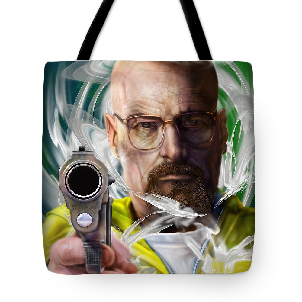 Breaking Bad Tote Bag featuring the painting Yesterday Is Gone And Walter White Is Breaking Bad by Reggie Duffie