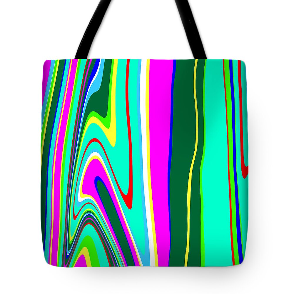 Abstract Tote Bag featuring the painting Yipes Stripes II variation c2014 by Paul Ashby