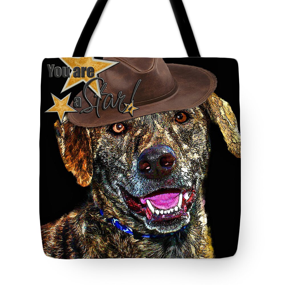 Dog Tote Bag featuring the digital art You Are A Star by Kathy Tarochione