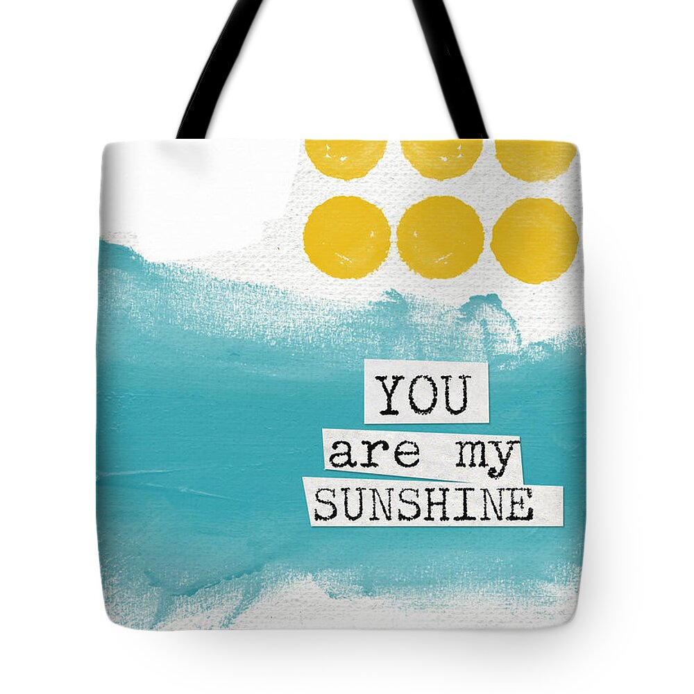 #faaAdWordsBest Tote Bag featuring the painting You Are My Sunshine- abstract mod art by Linda Woods