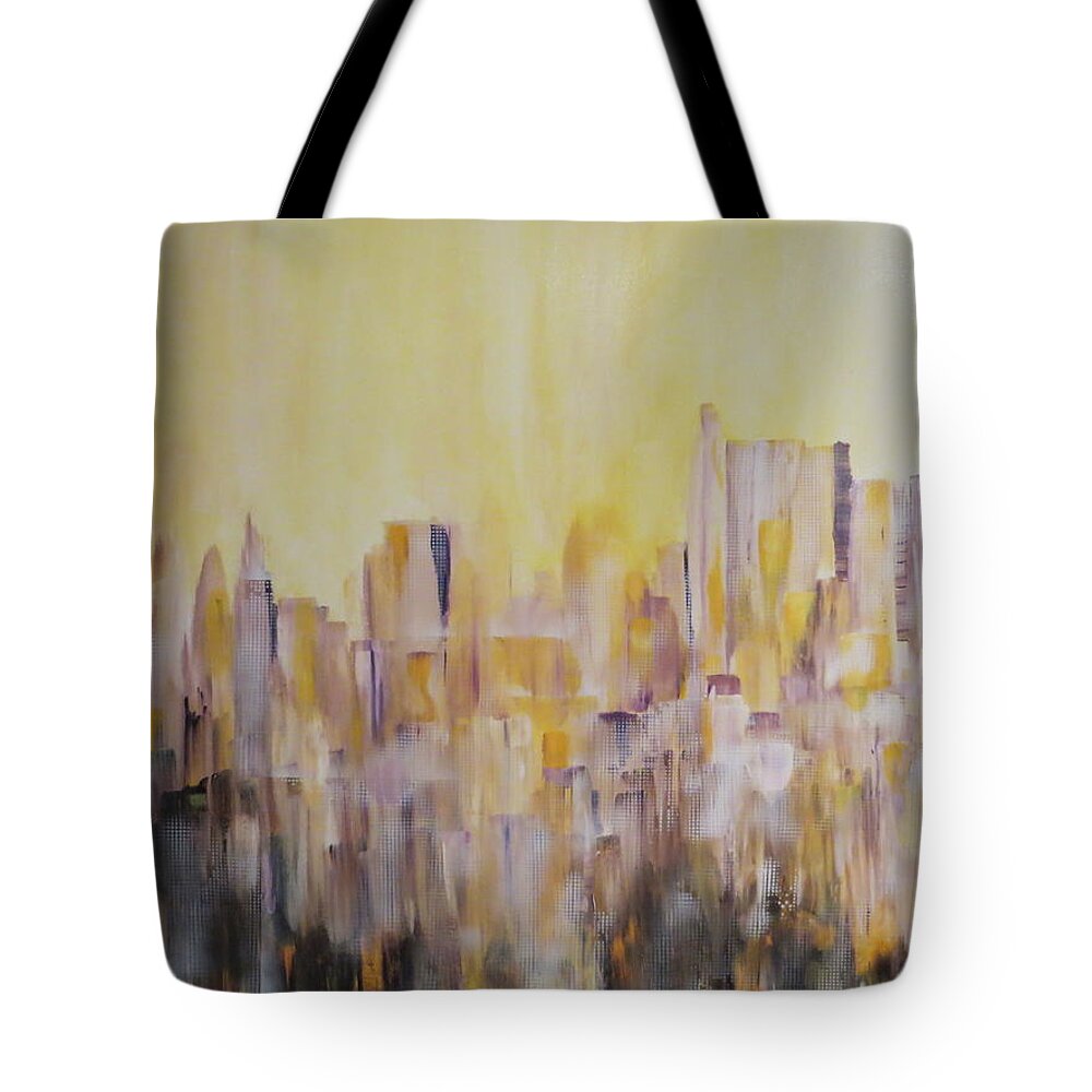 Cityscape Tote Bag featuring the painting Your View?  by Soraya Silvestri