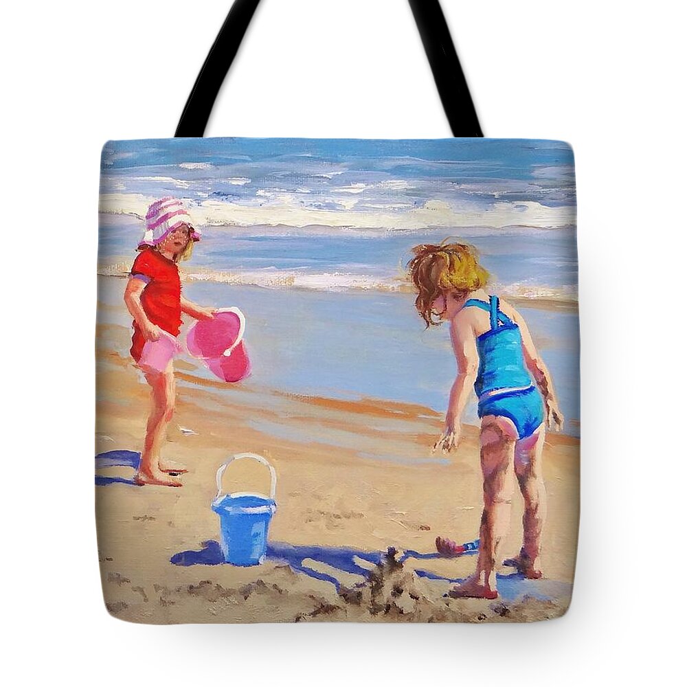 Little Girl On Beach Tote Bags