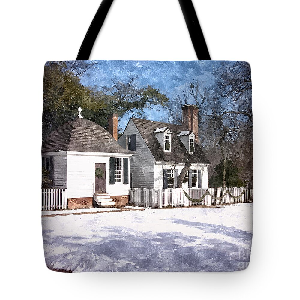 Cottage Tote Bag featuring the painting Yule Cottage by Shari Nees
