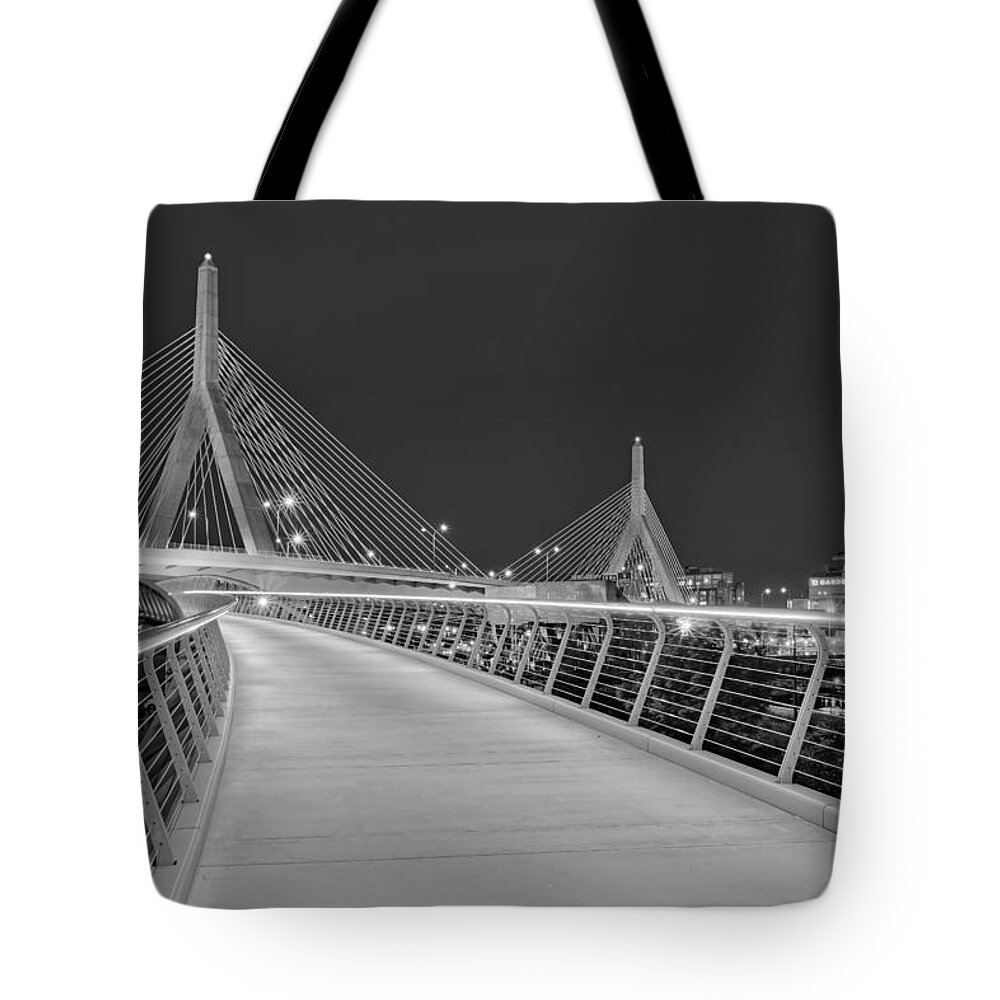 Boston Tote Bag featuring the photograph Zakim Bridge BW by Susan Candelario