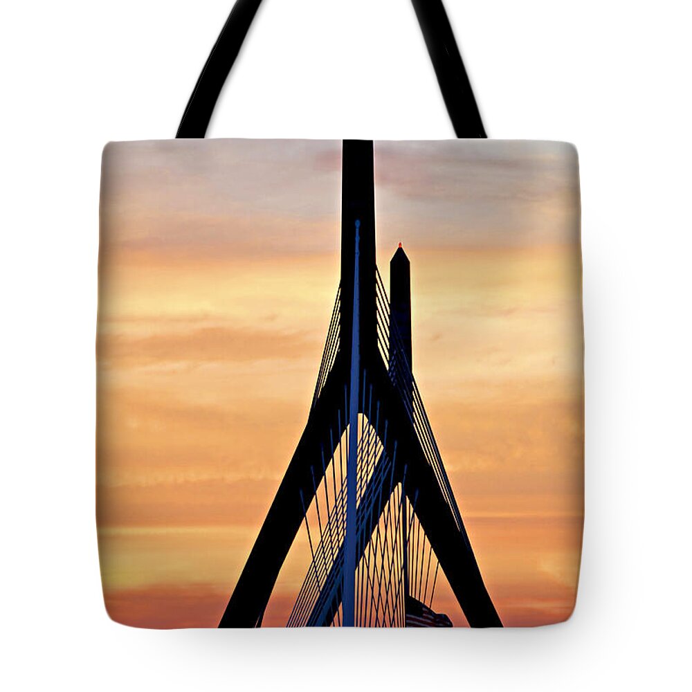 Zakim Tote Bag featuring the photograph Zakim bridge in Boston by Elena Elisseeva