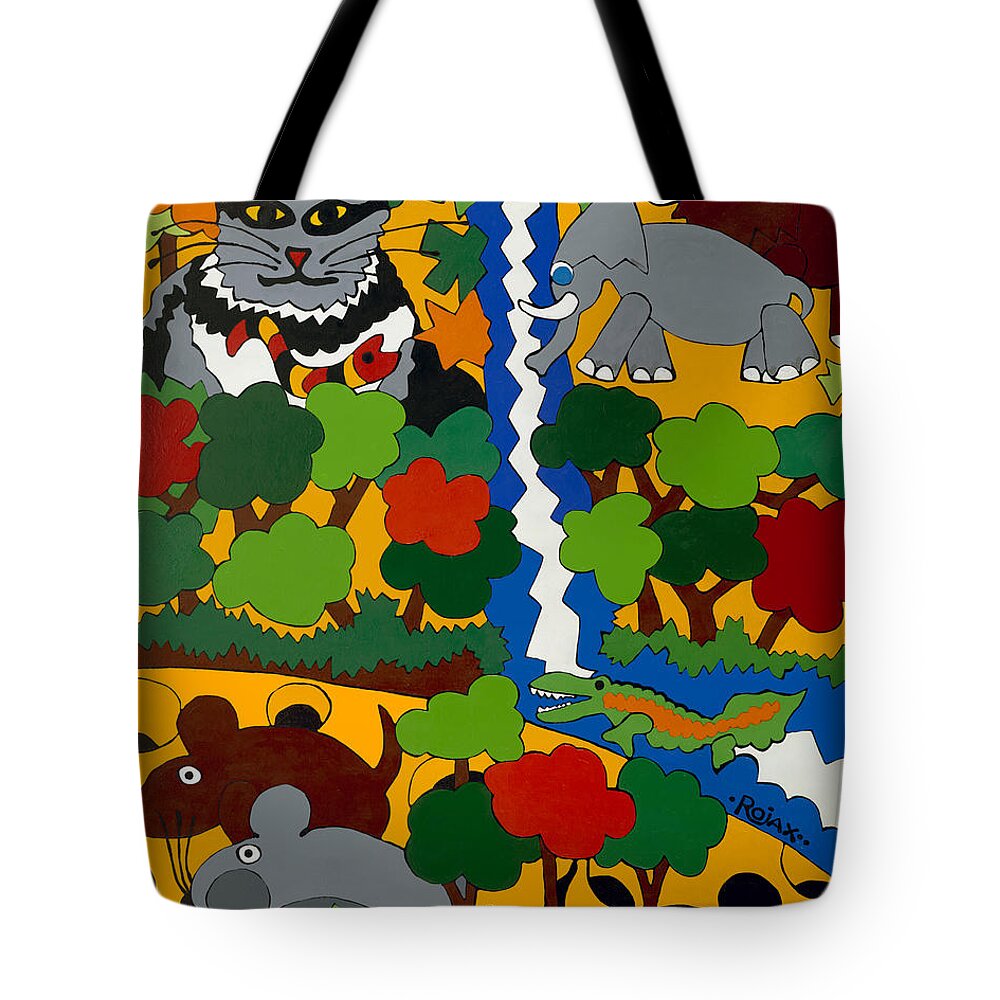 Cat Tote Bag featuring the painting Zane Grey in Africa by Rojax Art