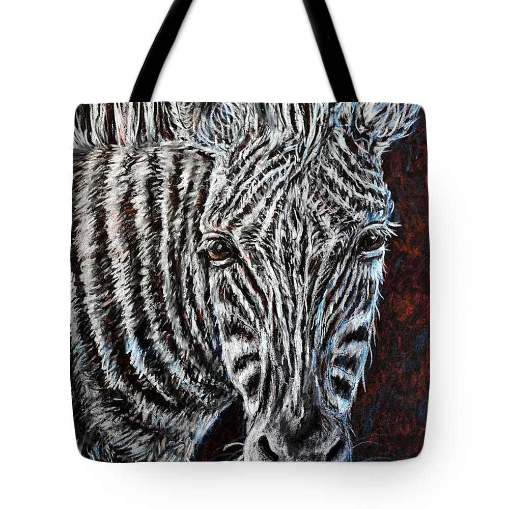 Zebra Tote Bag featuring the drawing Zebra by Gail Butler