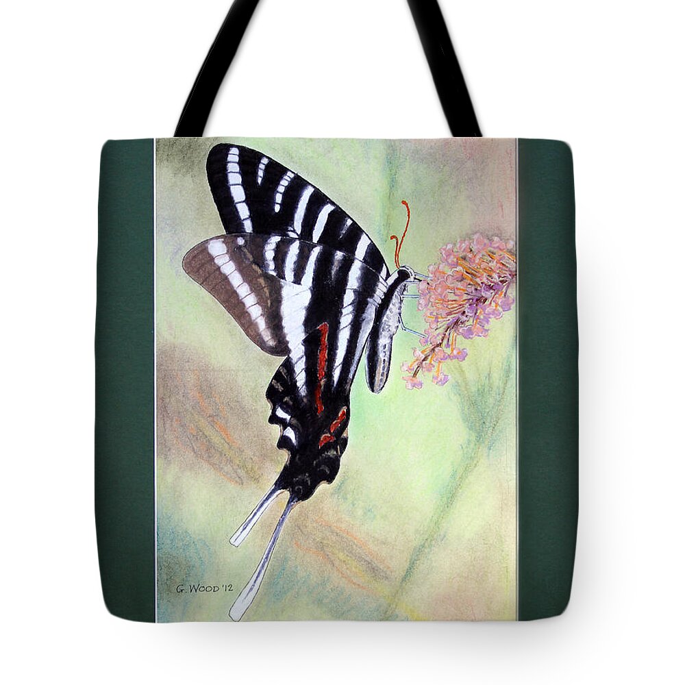 Zebra Swallowtail Butterfly Tote Bag featuring the photograph Zebra Swallowtail Butterfly by George Wood by Karen Adams