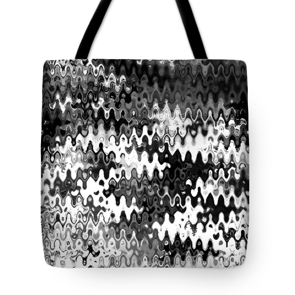 Black And White Tote Bag featuring the digital art Zebras by Anita Lewis